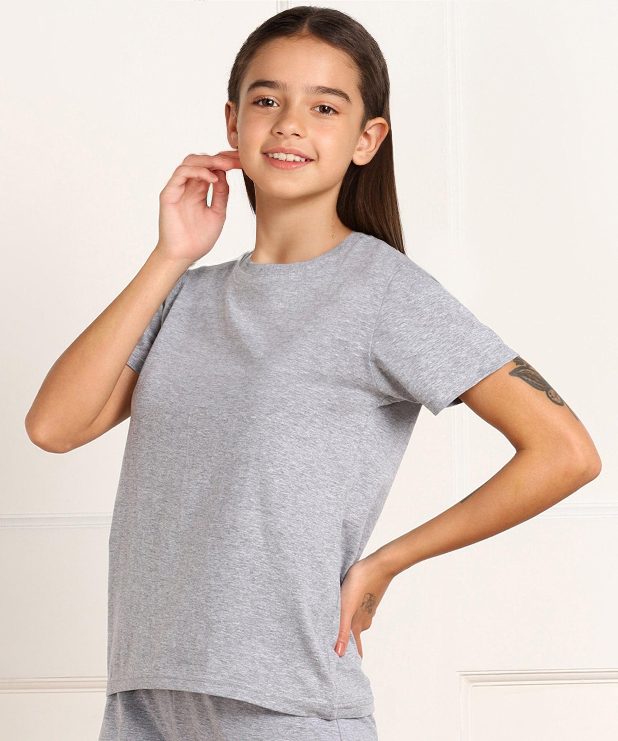 Girls Regular Fit Solid Tshirt - Young Trendz