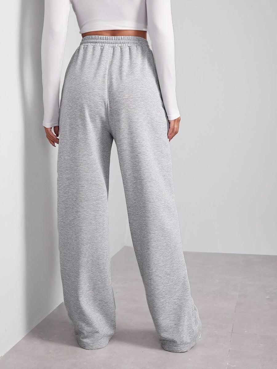 Womens Solid Loose Track Pants (Grey) - Young Trendz