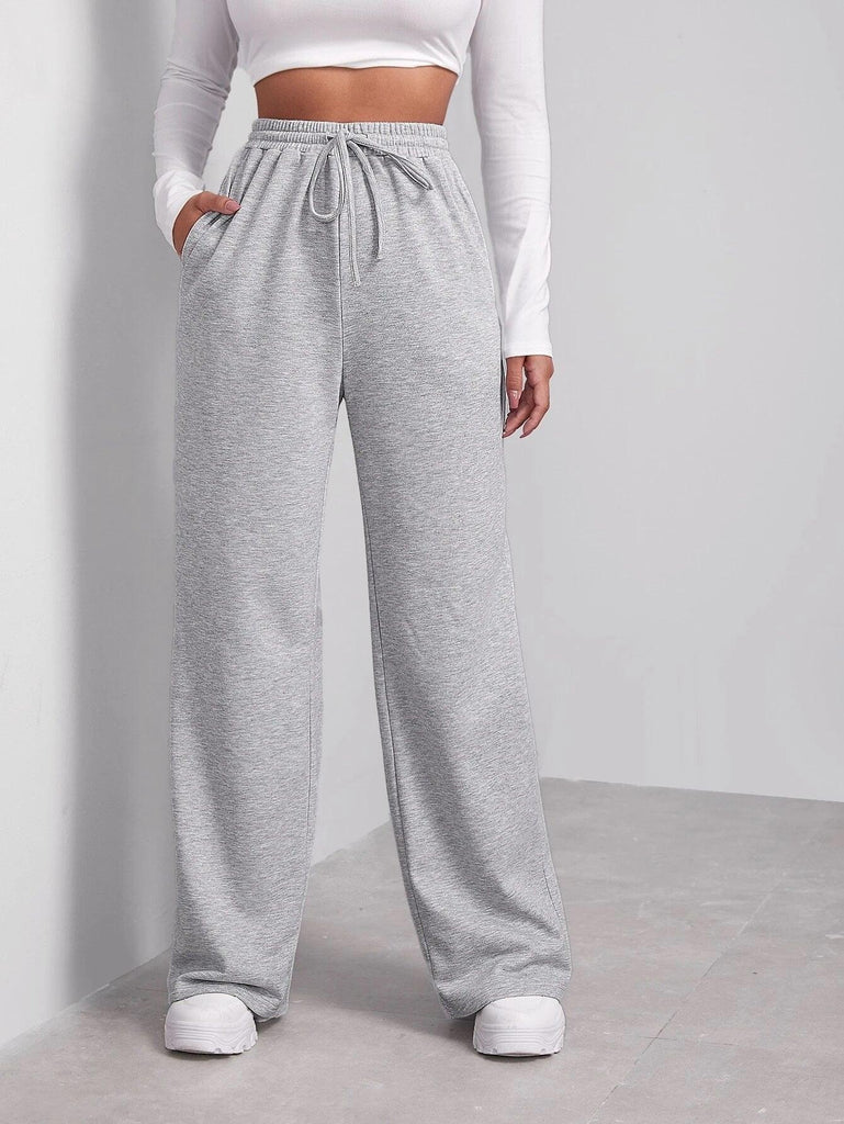 Womens Solid Loose Track Pants (Grey) - Young Trendz