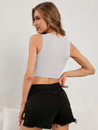 Rib-knit Tank Top Solid - Grey - Young Trendz