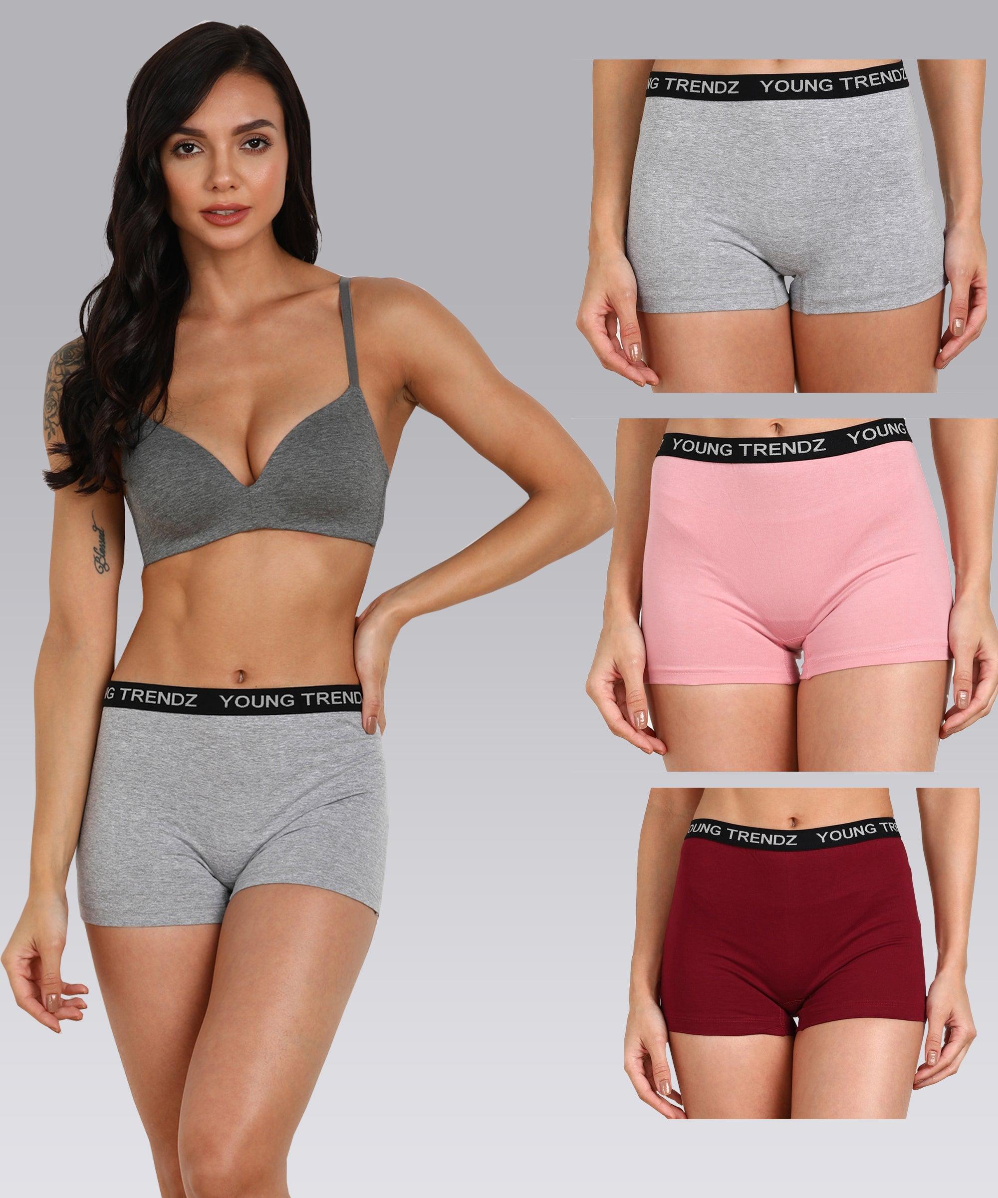 Womens YT Elastic Combo Boyshorts - Young Trendz
