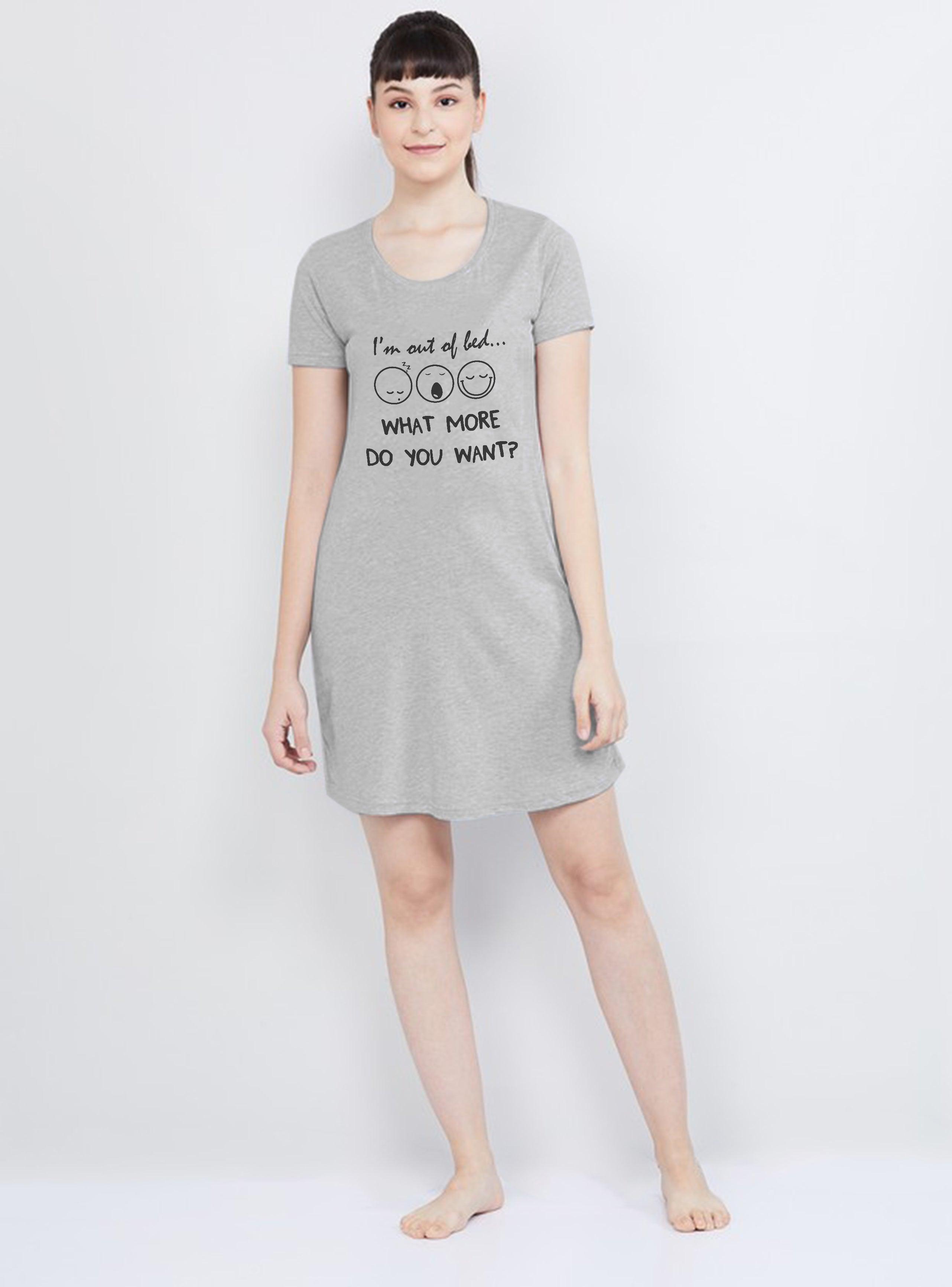 Womens Printed Half sleeve Night Dress - Young Trendz