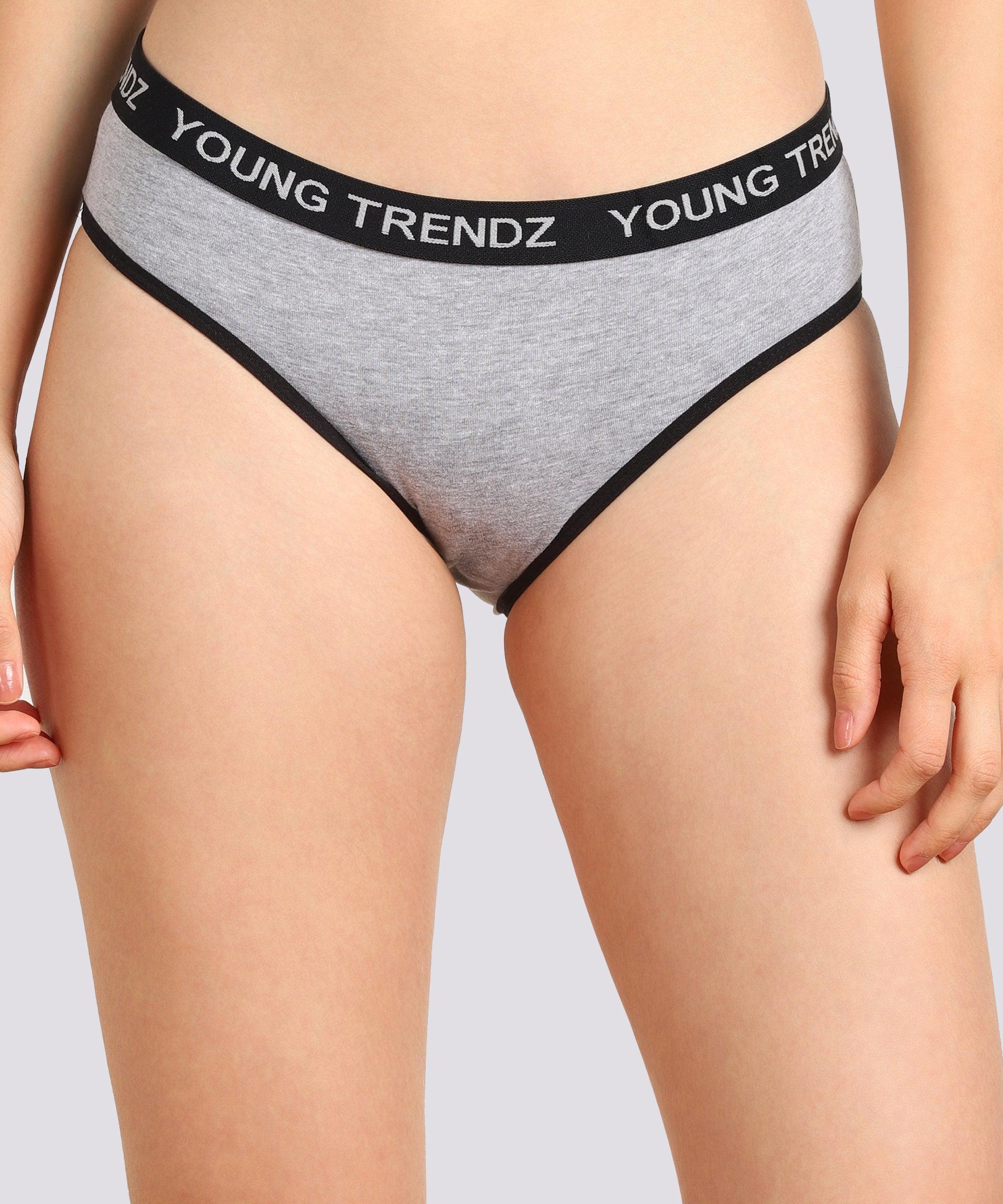 Young Trendz Women YT Elastic Hipster Grey Panty - Organic Cotton - Young Trendz