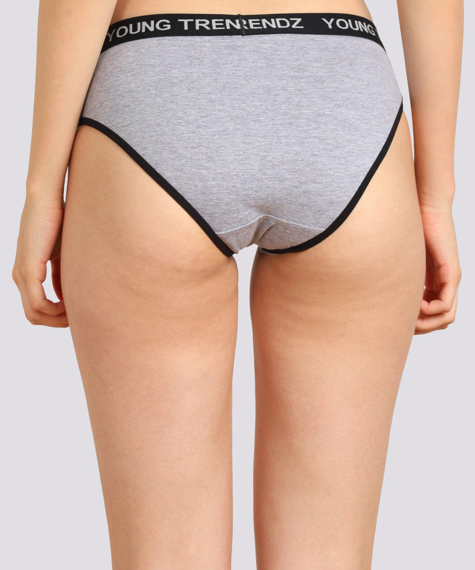 Young Trendz Women YT Elastic Hipster Grey Panty - Organic Cotton - Young Trendz