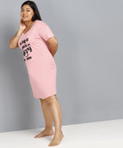 Womens Plus Size Printed Nighty (Pink) - Young Trendz