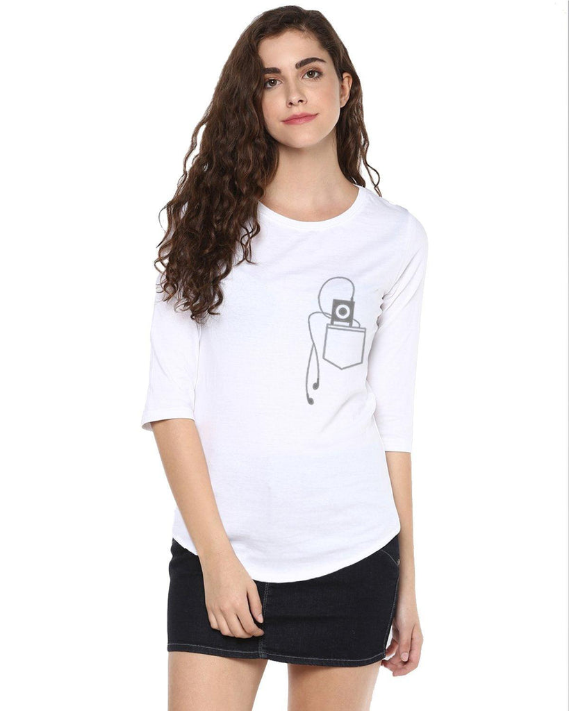 Womens 34UHeadphone Printed White Color Tshirts - Young Trendz