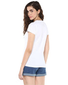 Womens Half Sleeve Headphone Printed White Color Tshirts - Young Trendz