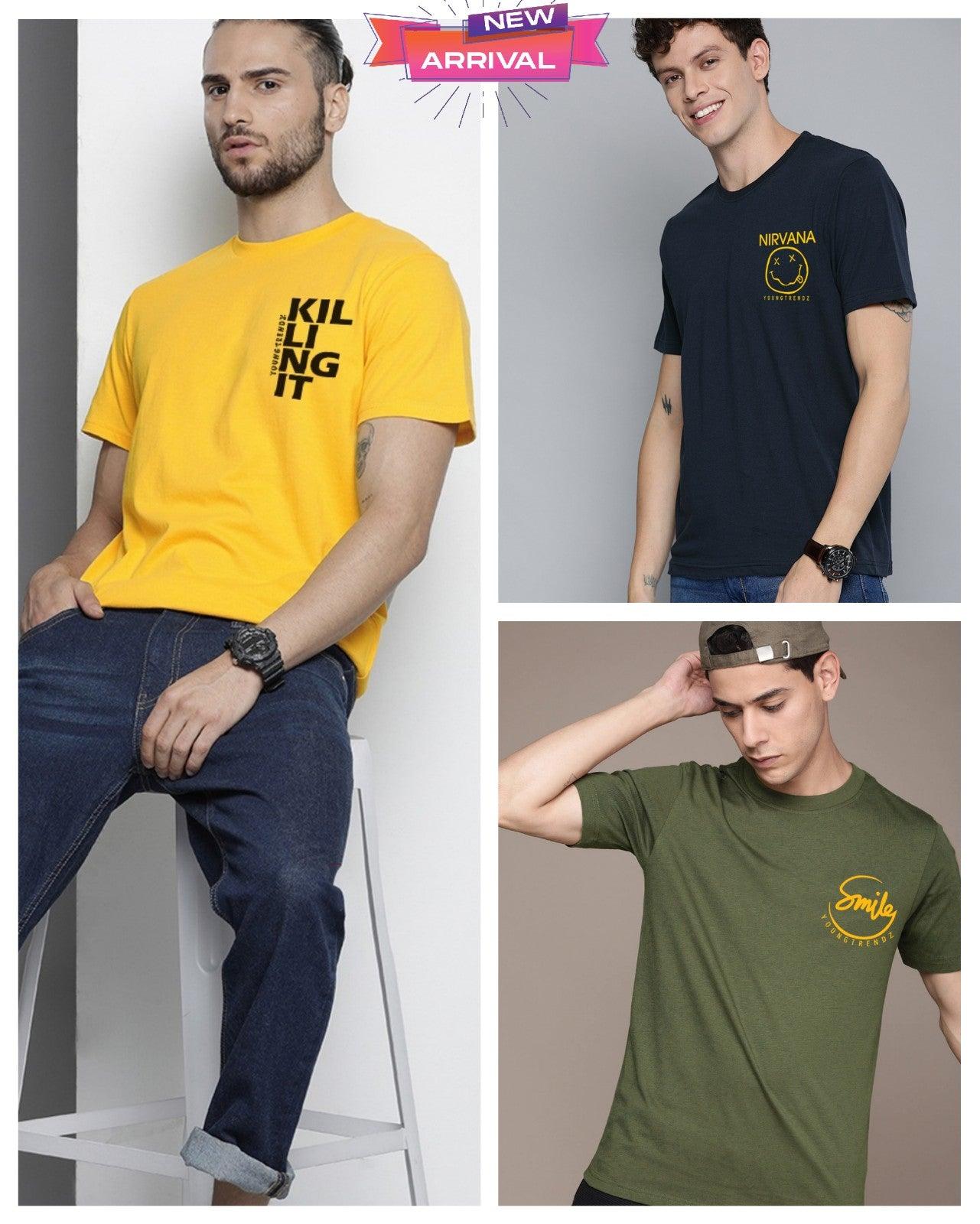Mens Combo Pocket Printed Tshirt - 3pcs Pack - Young Trendz