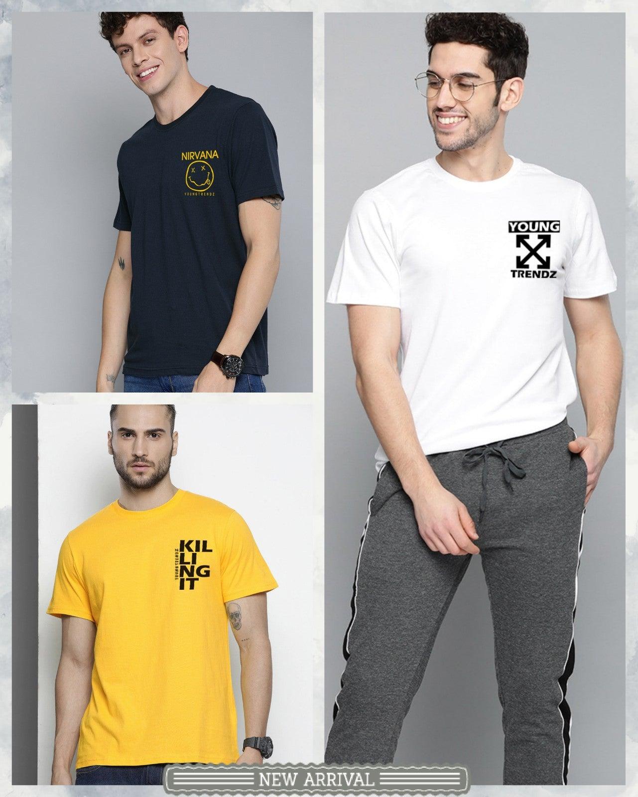 Mens Combo Pocket Printed Tshirt - 3pcs Pack - Young Trendz