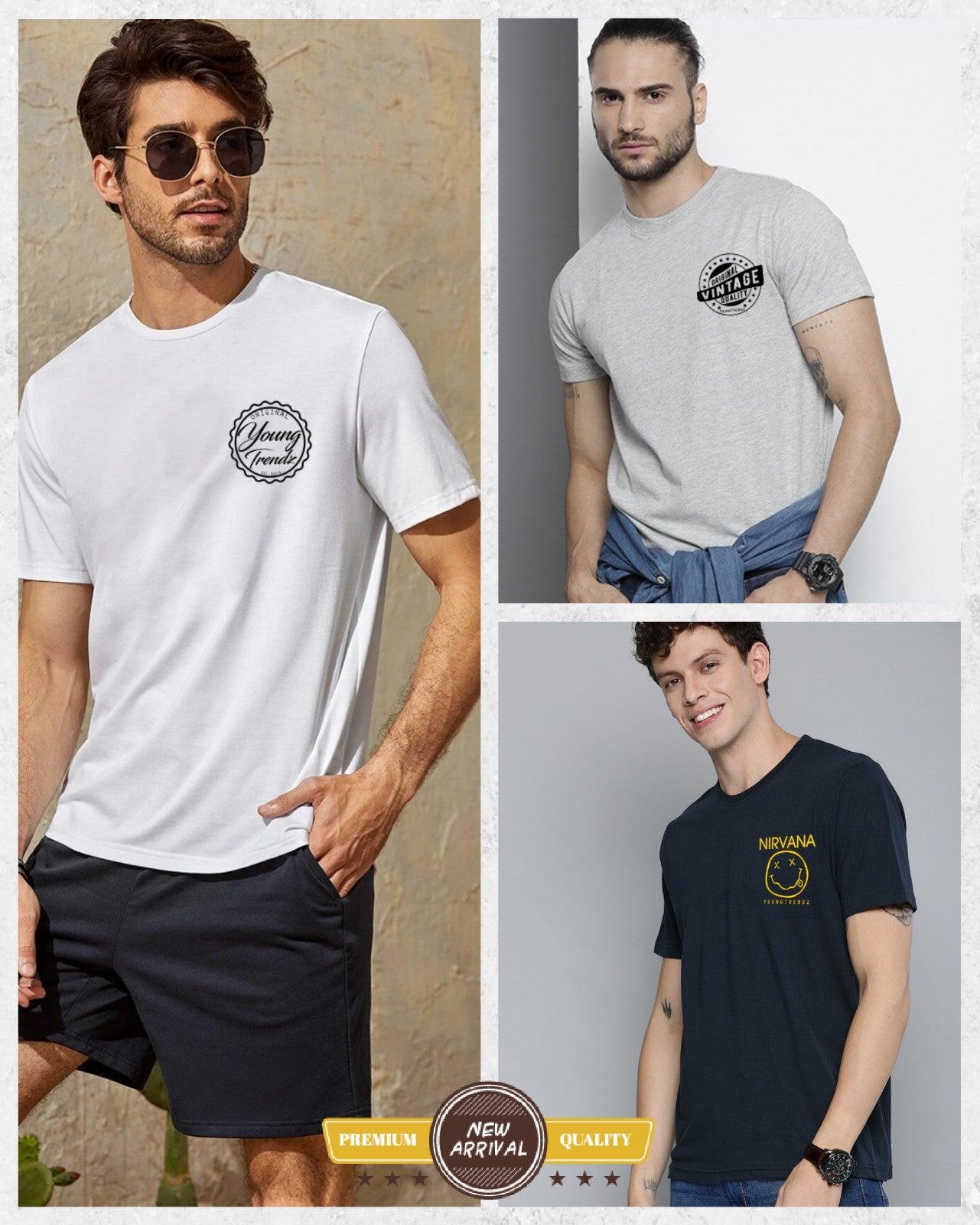 Mens Combo Pocket Printed Tshirt - 3pcs Pack - Young Trendz
