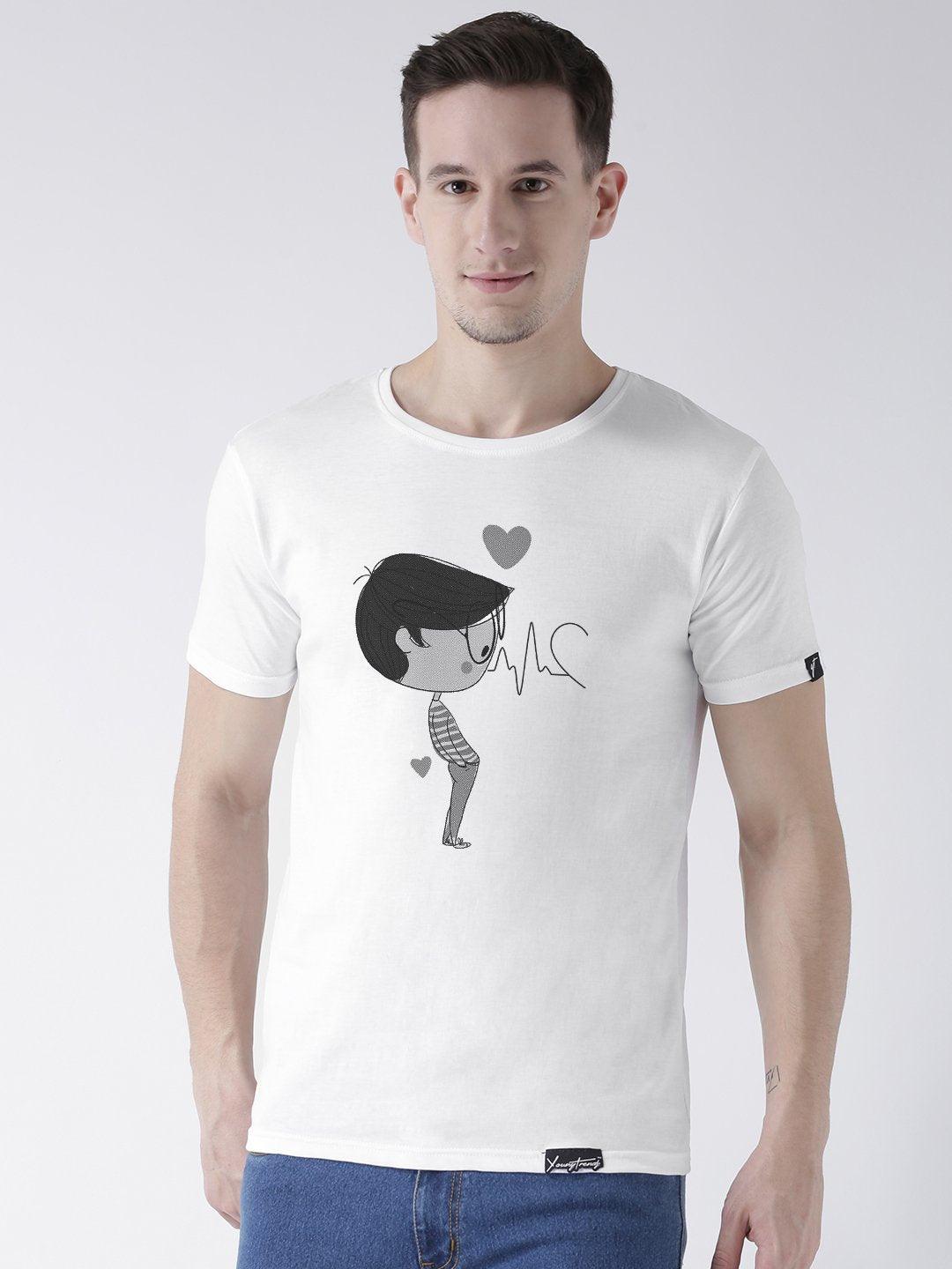 Pulse Printed White Color Couple Tshirts - Young Trendz