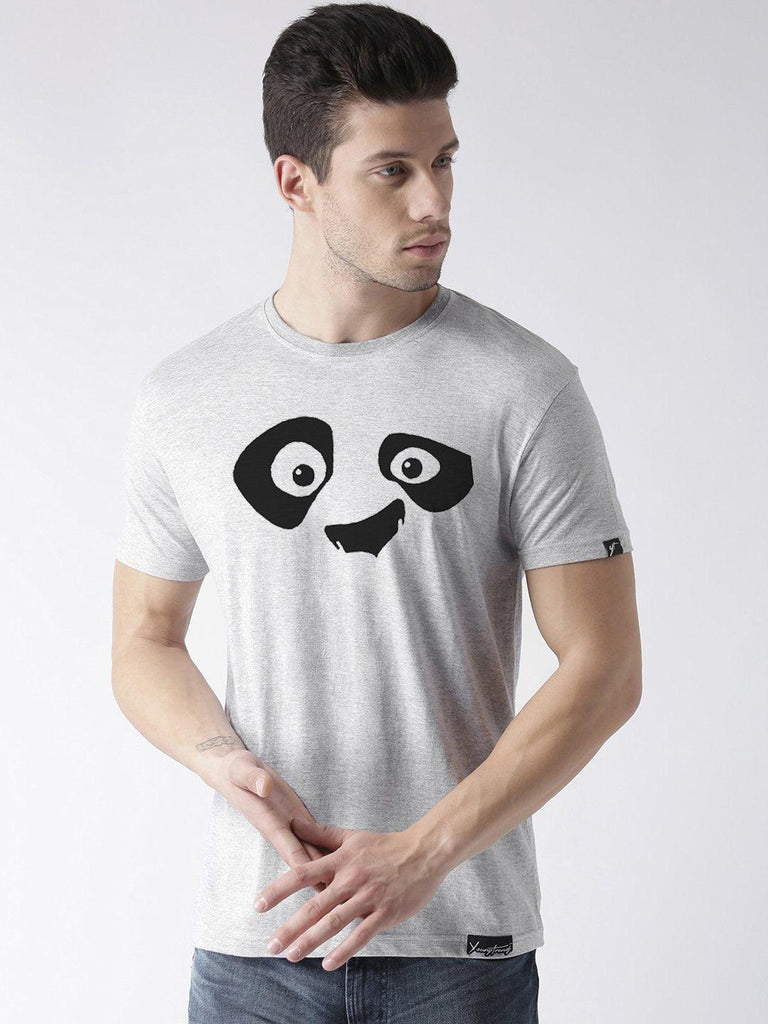 Half Sleeve Pandaeyes Printed Grey Color Tshirts - Young Trendz