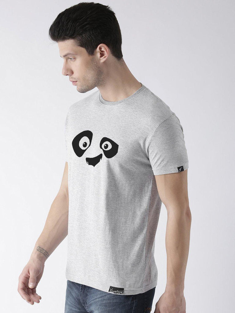 Half Sleeve Pandaeyes Printed Grey Color Tshirts - Young Trendz