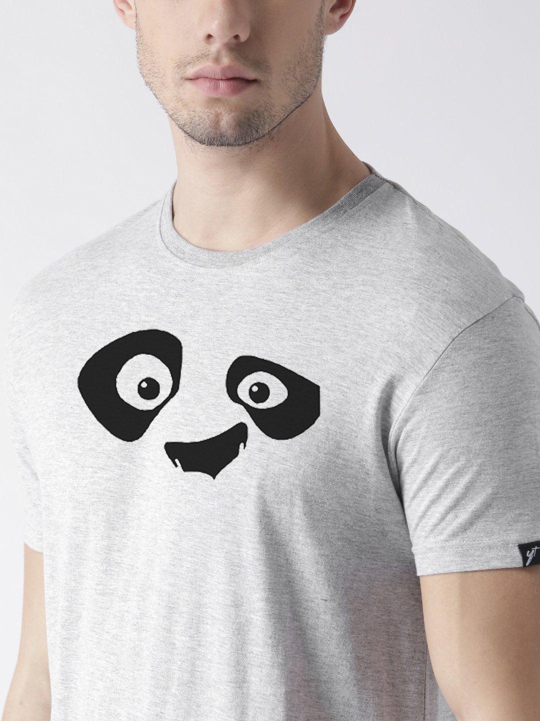 Half Sleeve Pandaeyes Printed Grey Color Tshirts - Young Trendz