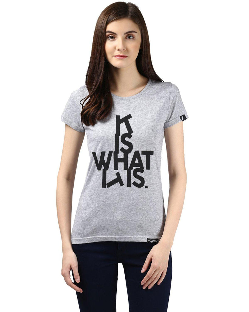 Womens Hs ITIS Printed Grey Color Tshirts - Young Trendz