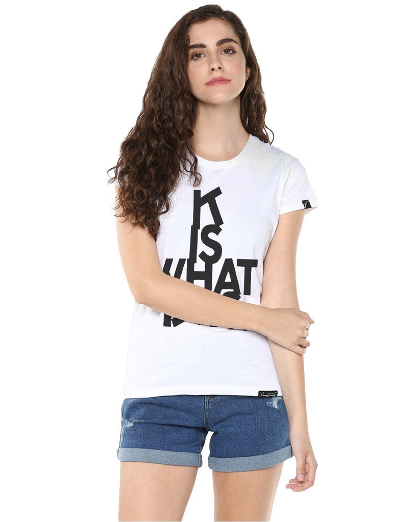 Womens Hs ITIS Printed White Color Tshirts - Young Trendz