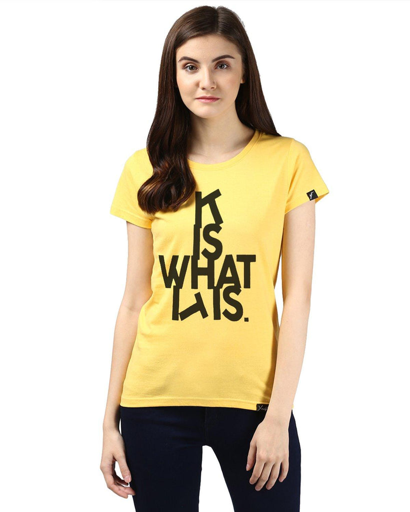 Womens Hs ITIS Printed Yellow Color Tshirts - Young Trendz