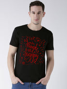 Happy Printed Black Color Couple Tshirts - Young Trendz