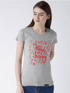 Happy Printed Grey Color Couple Tshirts - Young Trendz