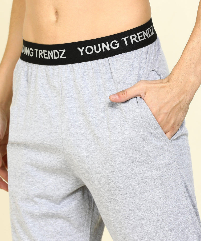 Men Printed (BLACK,GREY) Top & Pyjama Co-ord Set - Young Trendz