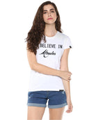 Womens Hs Miracle Printed White Color Tshirts - Young Trendz