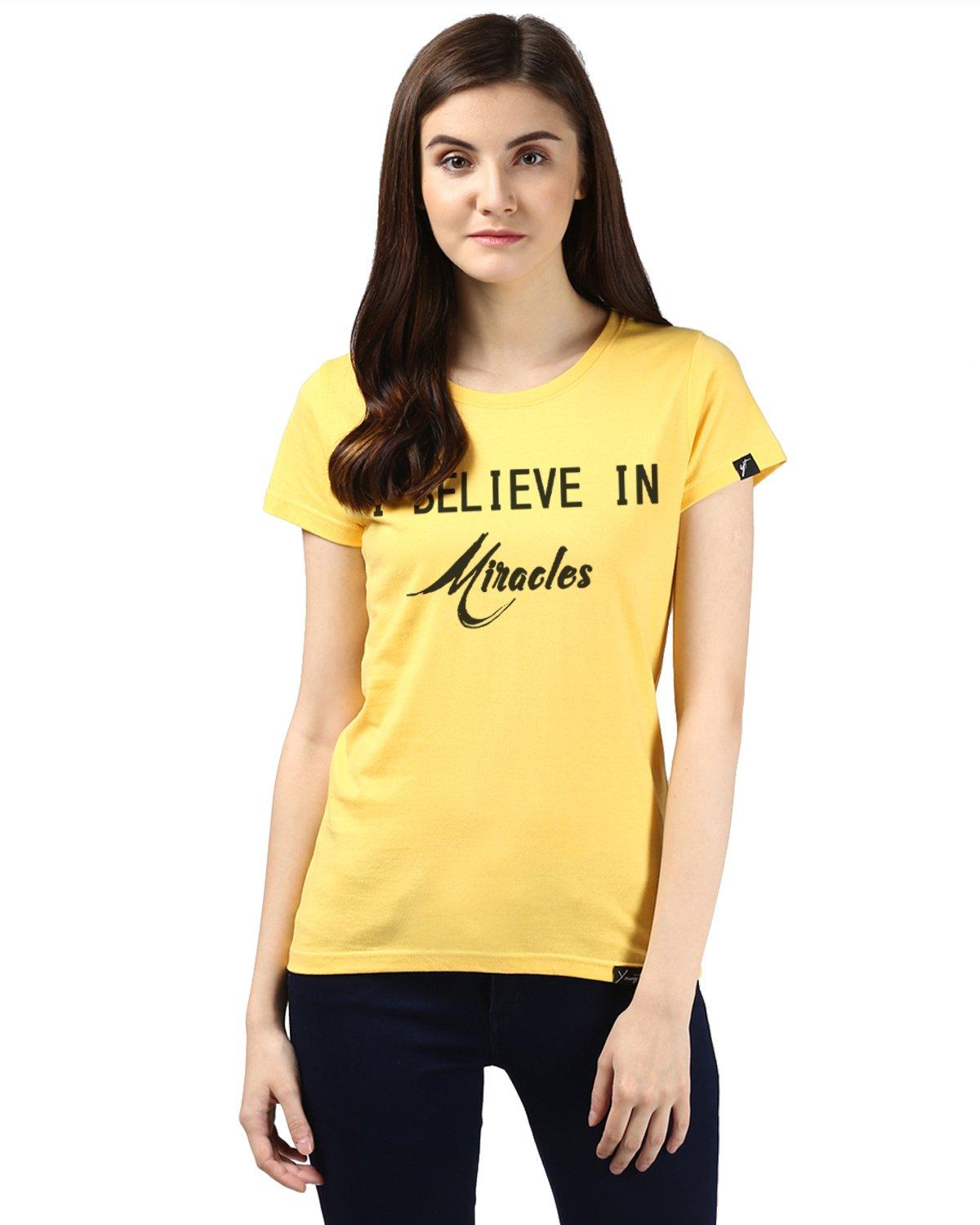 Womens Hs Miracle Printed Yellow Color Tshirts - Young Trendz