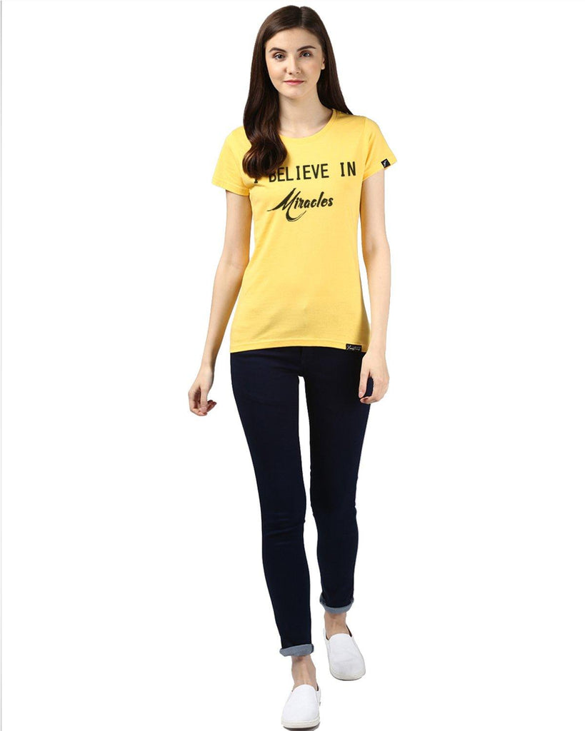 Womens Hs Miracle Printed Yellow Color Tshirts - Young Trendz