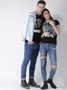 Perfect Printed Black Color Couple Tshirts - Young Trendz