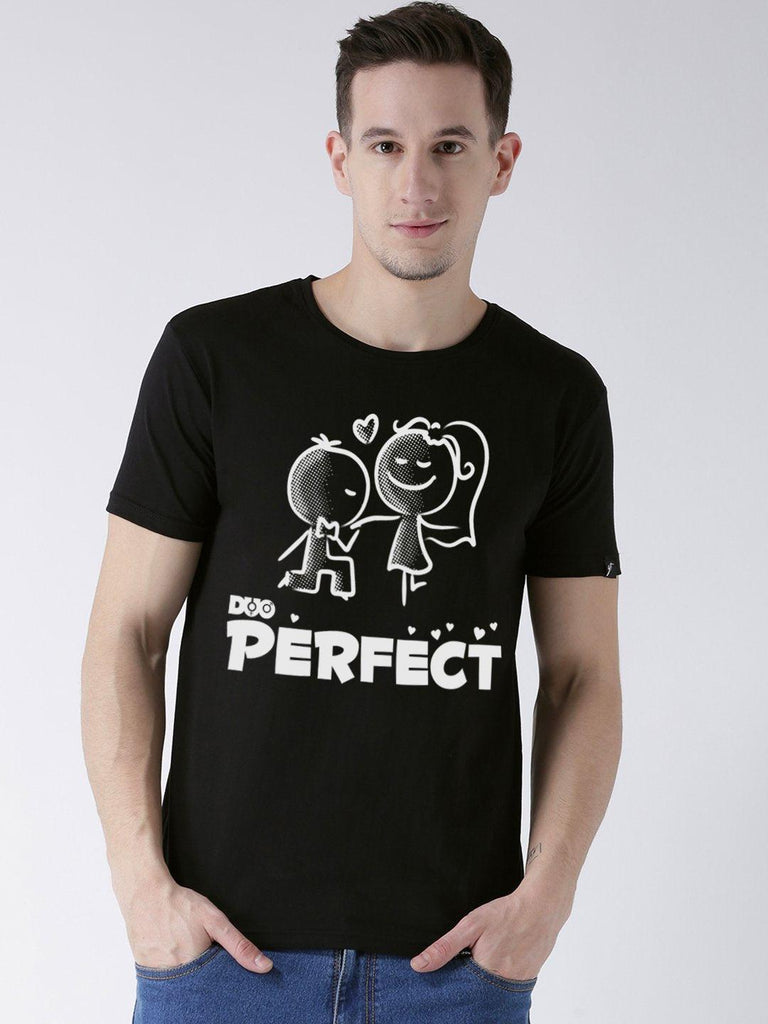 Perfect Printed Black Color Couple Tshirts - Young Trendz
