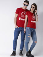 Perfect Printed Red Color Couple Tshirts - Young Trendz