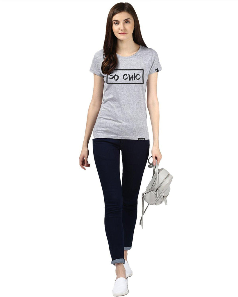 Womens Hs Sochic Printed Grey Color Tshirts - Young Trendz