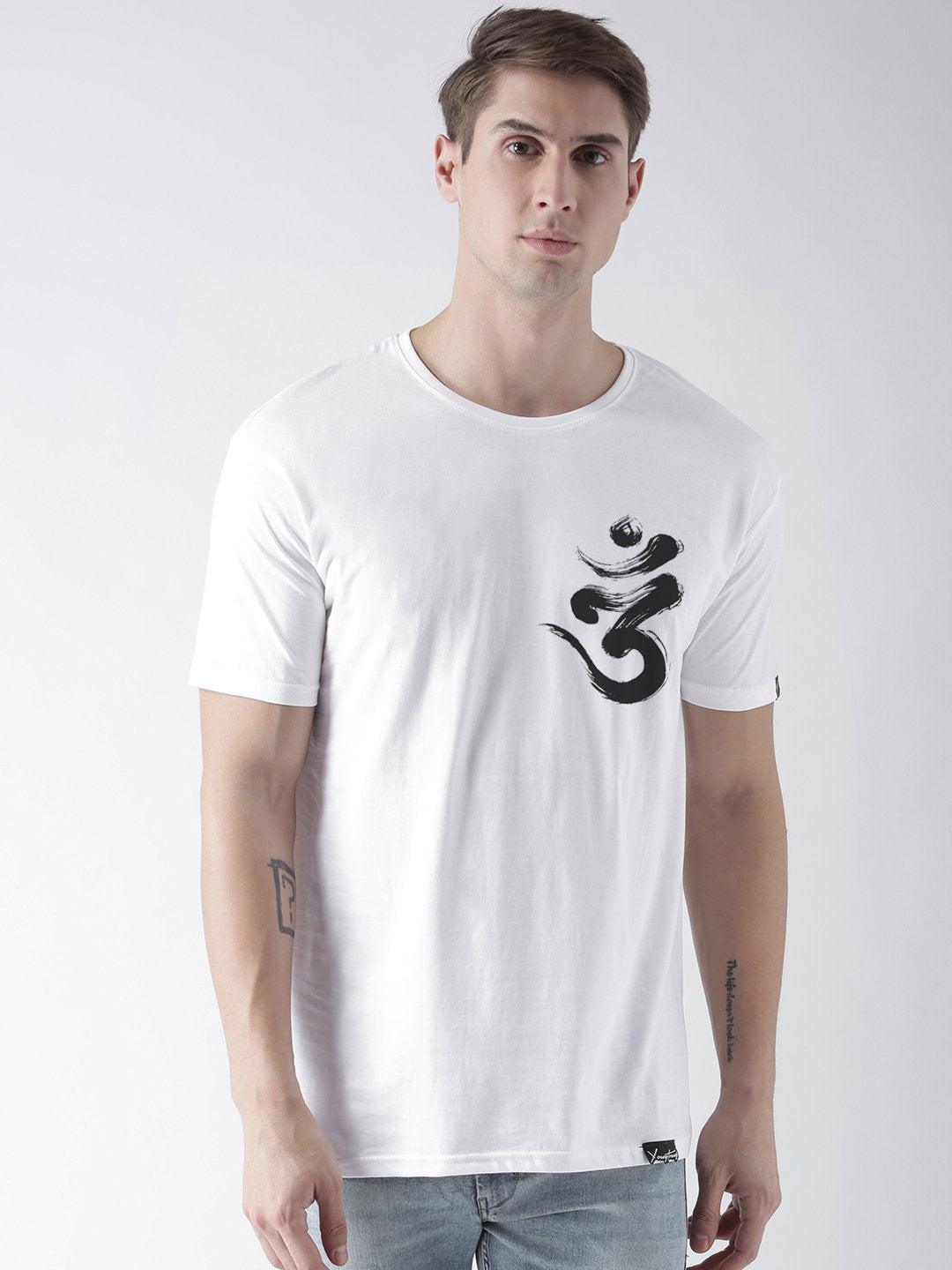 Half Sleeve Ommtrishul Printed White Color Tshirts - Young Trendz