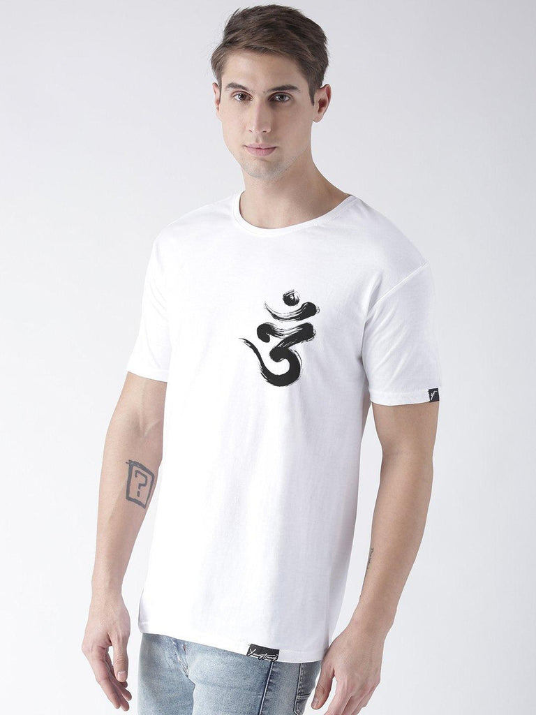 Half Sleeve Ommtrishul Printed White Color Tshirts - Young Trendz