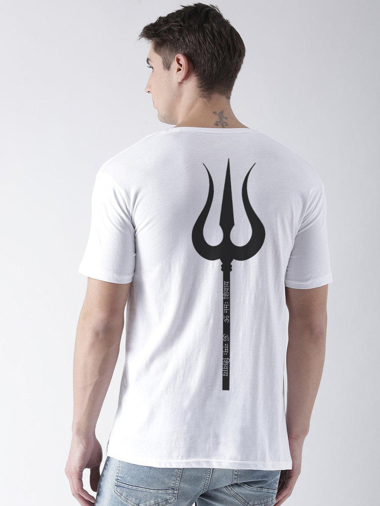 Half Sleeve Ommtrishul Printed White Color Tshirts - Young Trendz