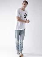 Half Sleeve Ommtrishul Printed White Color Tshirts - Young Trendz