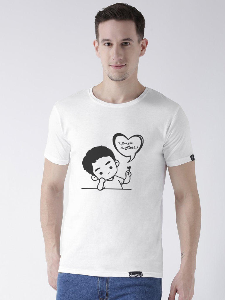 Love you Printed White Color Couple Tshirts - Young Trendz
