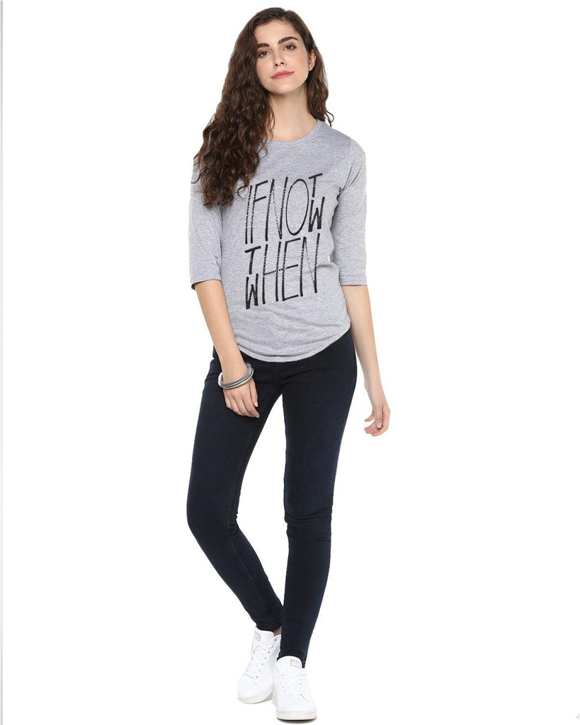 Womens 34U Ifnot Printed Grey Color Tshirts - Young Trendz