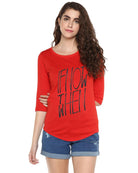 Womens 34U Ifnot Printed Red Color Tshirts - Young Trendz