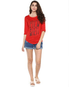 Womens 34U Ifnot Printed Red Color Tshirts - Young Trendz