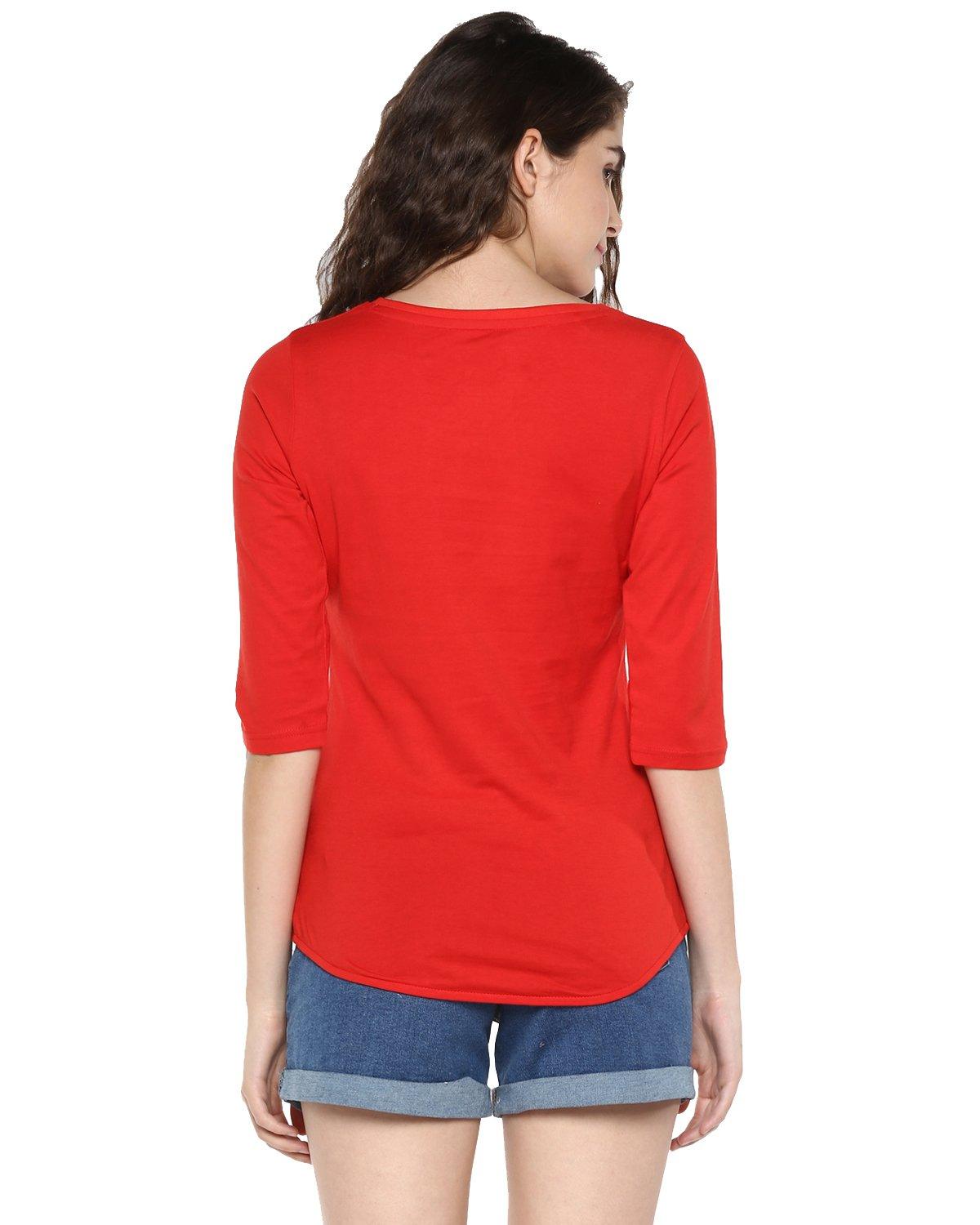 Womens 34U Ifnot Printed Red Color Tshirts - Young Trendz