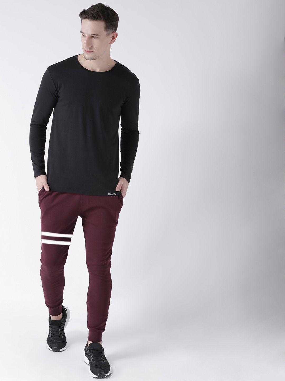 Young Trendz Mens Jogger Maroon Color Lines Track Pants - Young Trendz