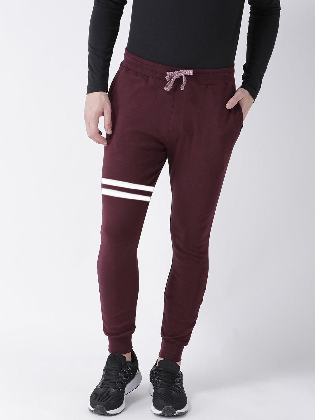 Young Trendz Mens Jogger Maroon Color Lines Track Pants - Young Trendz