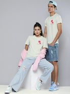 Young Trendz Couple Printed Round Neck T.Shirts (White) - Young Trendz