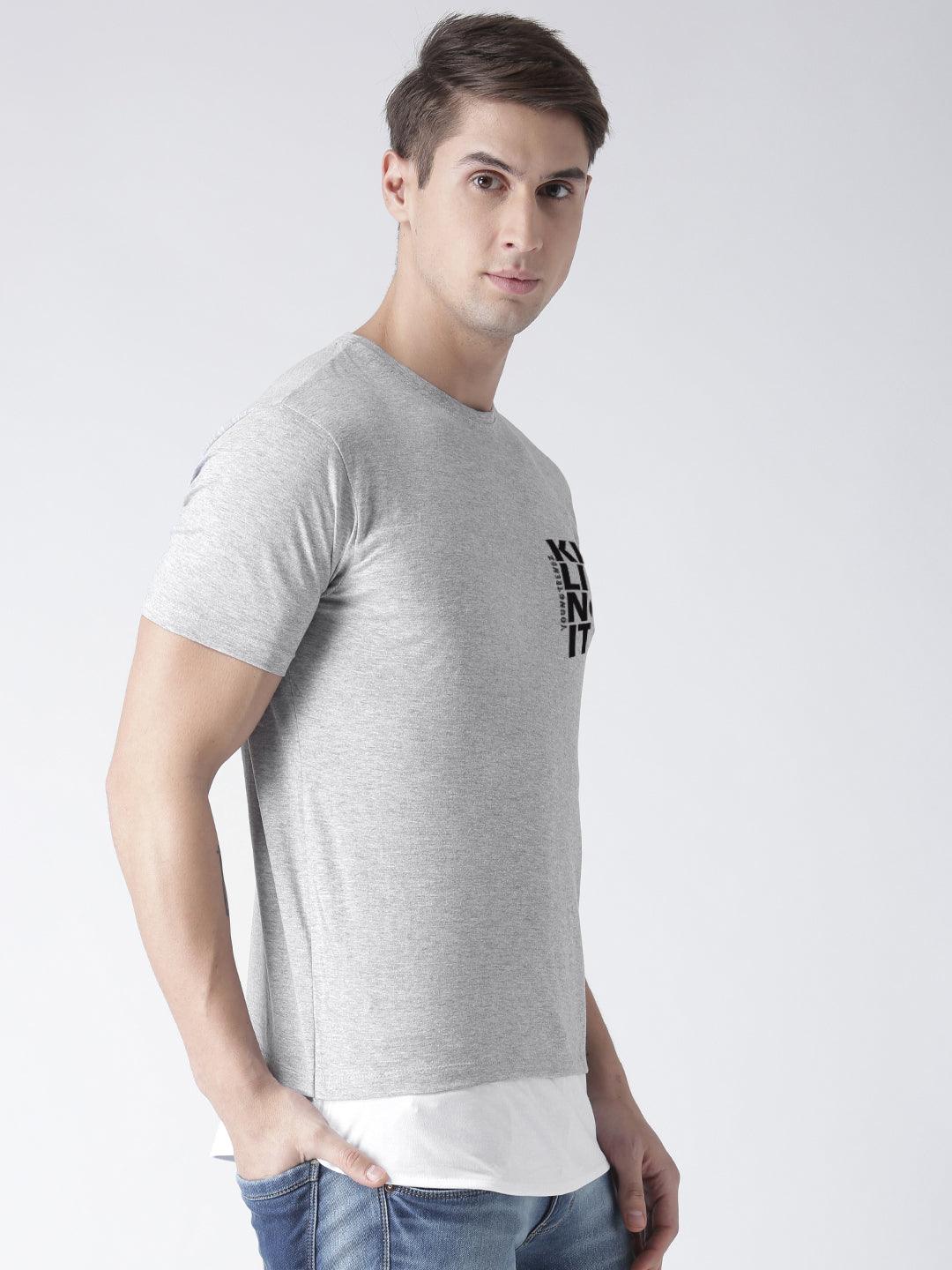 Mens Halfsleeve Layer Round hem Combo Pocket Printed Tshirts - Young Trendz