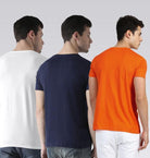 Young Trendz Mens Combo Line White Color Explore Navy Color and Talk Orange Color Half Sleeve Printed T-Shirts - Young Trendz