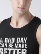 Sleeveless Gym Printed Black Color Vest - Young Trendz