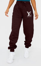 Women's Pocket Printed(LV) Jogger Sweatpants (Wine) - Young Trendz