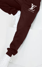 Women's Pocket Printed(LV) Jogger Sweatpants (Wine) - Young Trendz