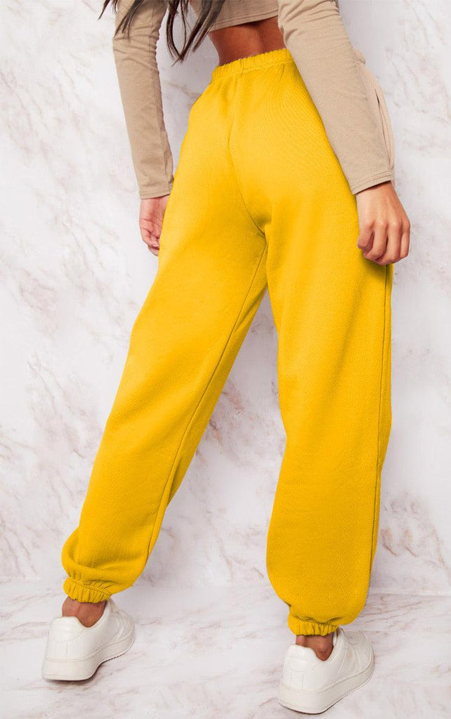 Women's Pocket Printed(LV) Jogger Sweatpants (Sunflower Yellow) - Young Trendz