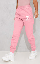 Women's Pocket Printed(LV) Jogger Sweatpants (Baby Pink) - Young Trendz